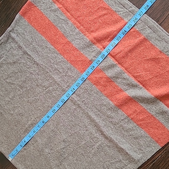 Celeste Wool Cashmere Poncho Sweater Taupe Orange Stripe One Size Cozy Casual - Picture 5 of 8